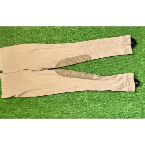 Tuff Rider Youth Equestrian Riding Tights SZ 14 Breeches (3) Khaki Riding Pants - Picture 2 of 16